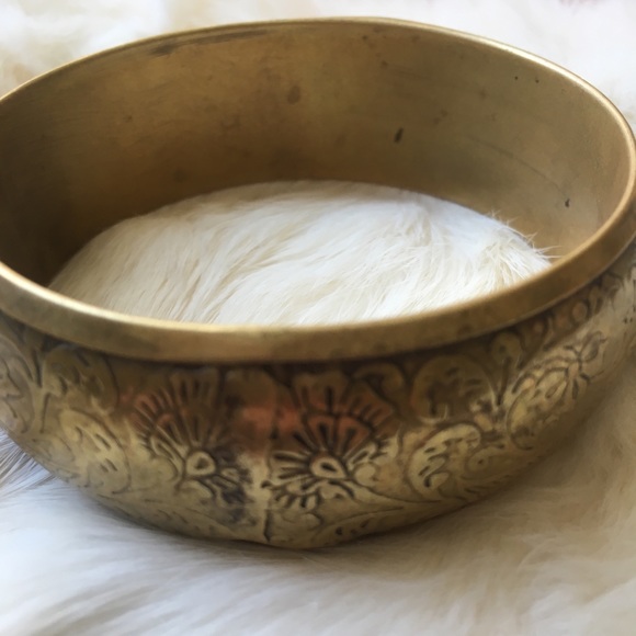 Brass peacock & paisley chunky bangle vintage - Picture 4 of 4